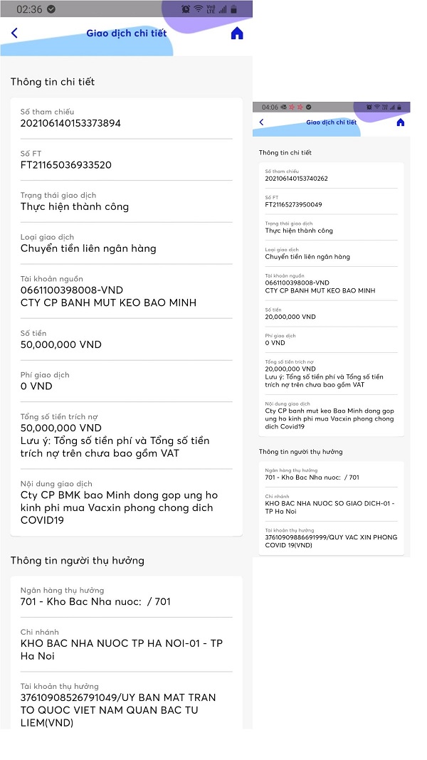 Bảo Minh tham gia lễ "Tiếp nhận ủng hộ Quỹ Vaccine phòng chống Covid-19” quận Bắc Từ Liêm 2 bienlai