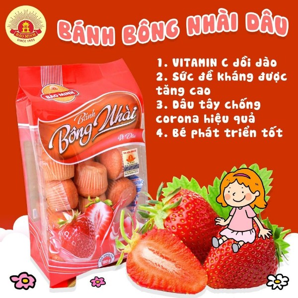 Bánh bông nhài vị dâu 180g【 ✔️ 26.OOOđ】| Bánh Bảo Minh