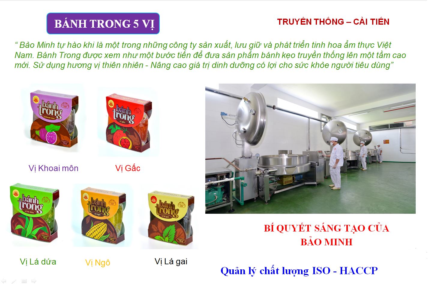Bánh trong 5 vị truyền thống và cải tiến