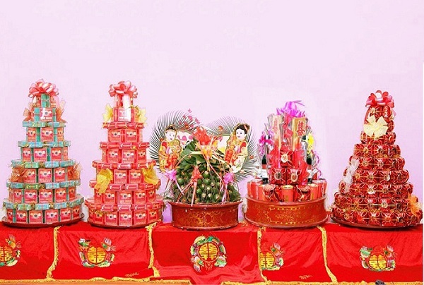 mâm lễ ăn hỏi của người miền bắc